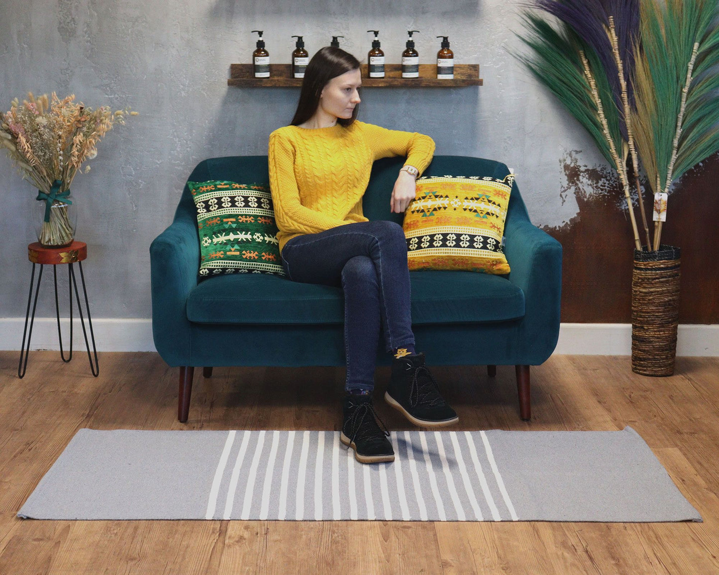 Alfombra India de Algodón - 70x170cm - Gris