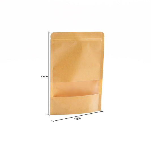 10x Bolsas kraft con ventana 16 x24 cm