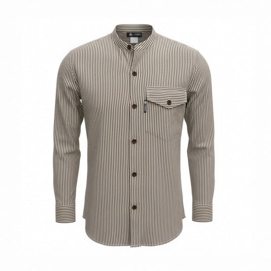 Nomad Sari Grandad Shirt - Piedra Gris - Mediano