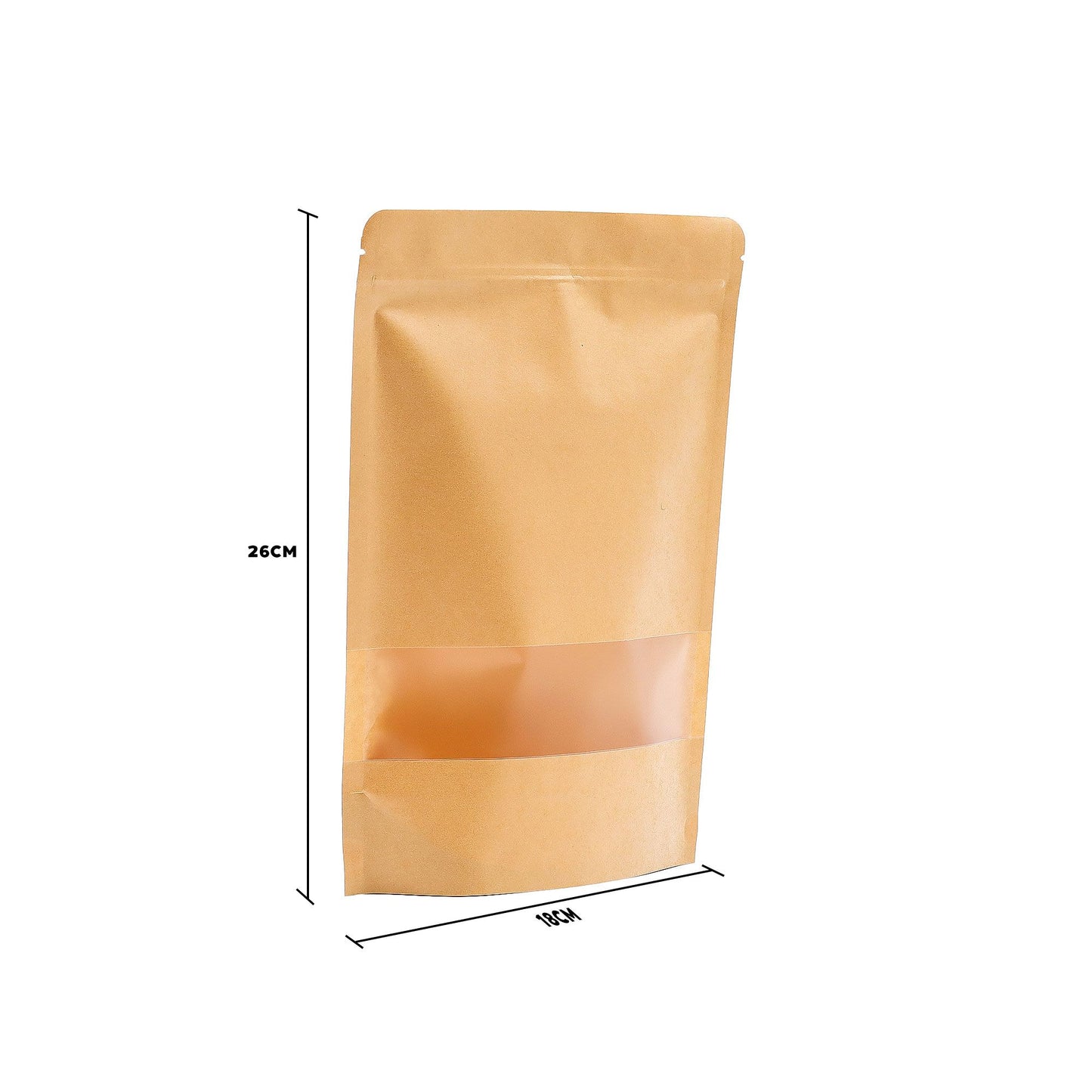 10x Bolsas kraft con ventana 18 x26 cm