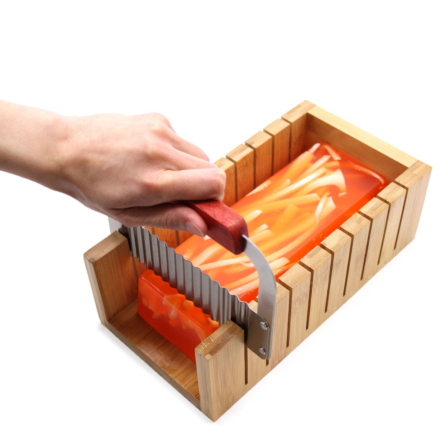 Juego de cortadores de jabón de madera - Cortador ondulado y recto