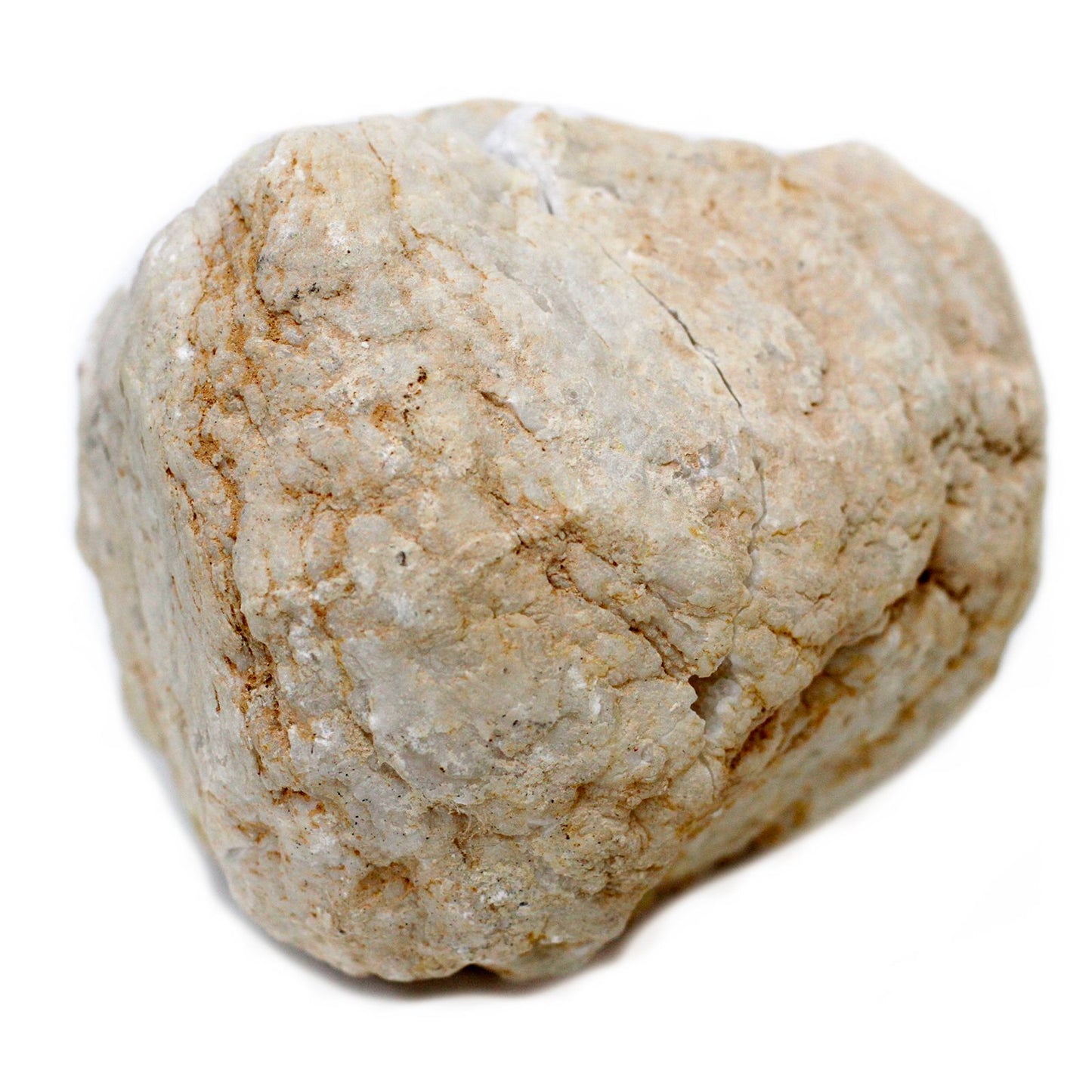 Piedra natural beige con vetas grises, ideal para decoración o manualidades. Tamaño variado.