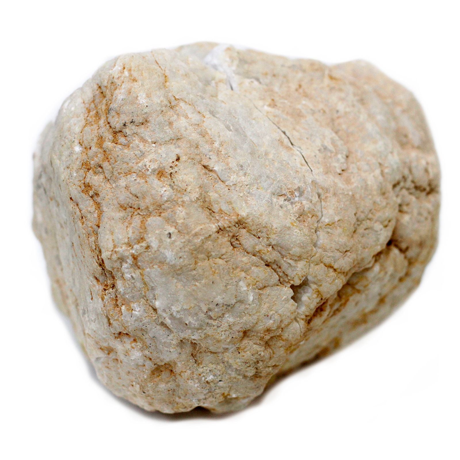 Piedra natural beige con vetas grises, ideal para decoración o manualidades. Tamaño variado.