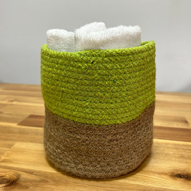 Cesta Grande de Algodón y Yute 25x25cm - Pistacho