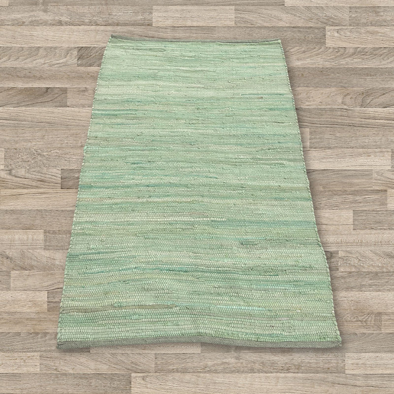 Alfombra india pequeña de algodón tejida a mano - 50x90cm - Verde