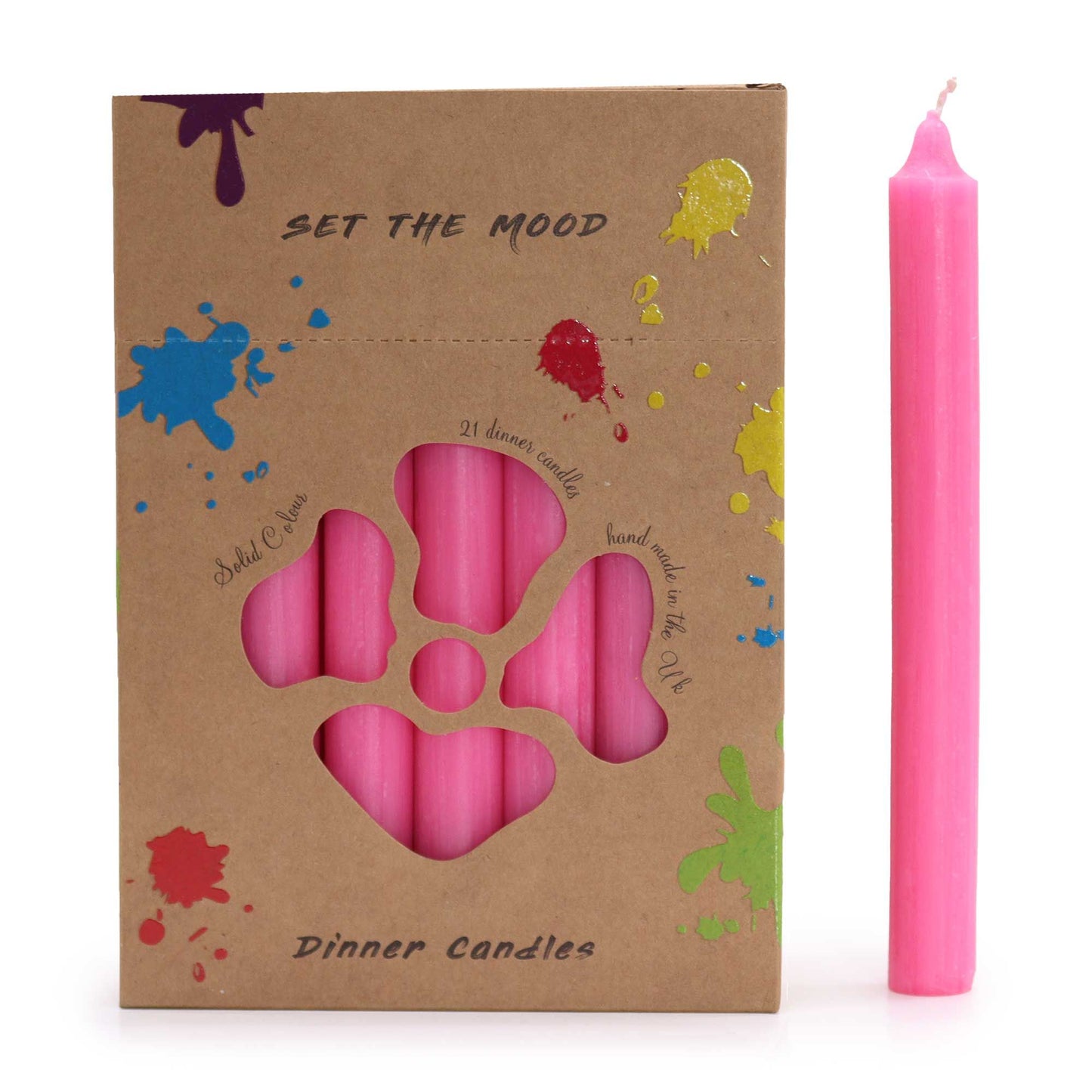 Juego de Velas de Mesa de Color Sólido - Pack de 21 - Rosa Profundo Rústico