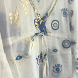 (ML) Colección Nomad Sari  - Vestido - Diseño de mal de ojo blanco, azul y dorado