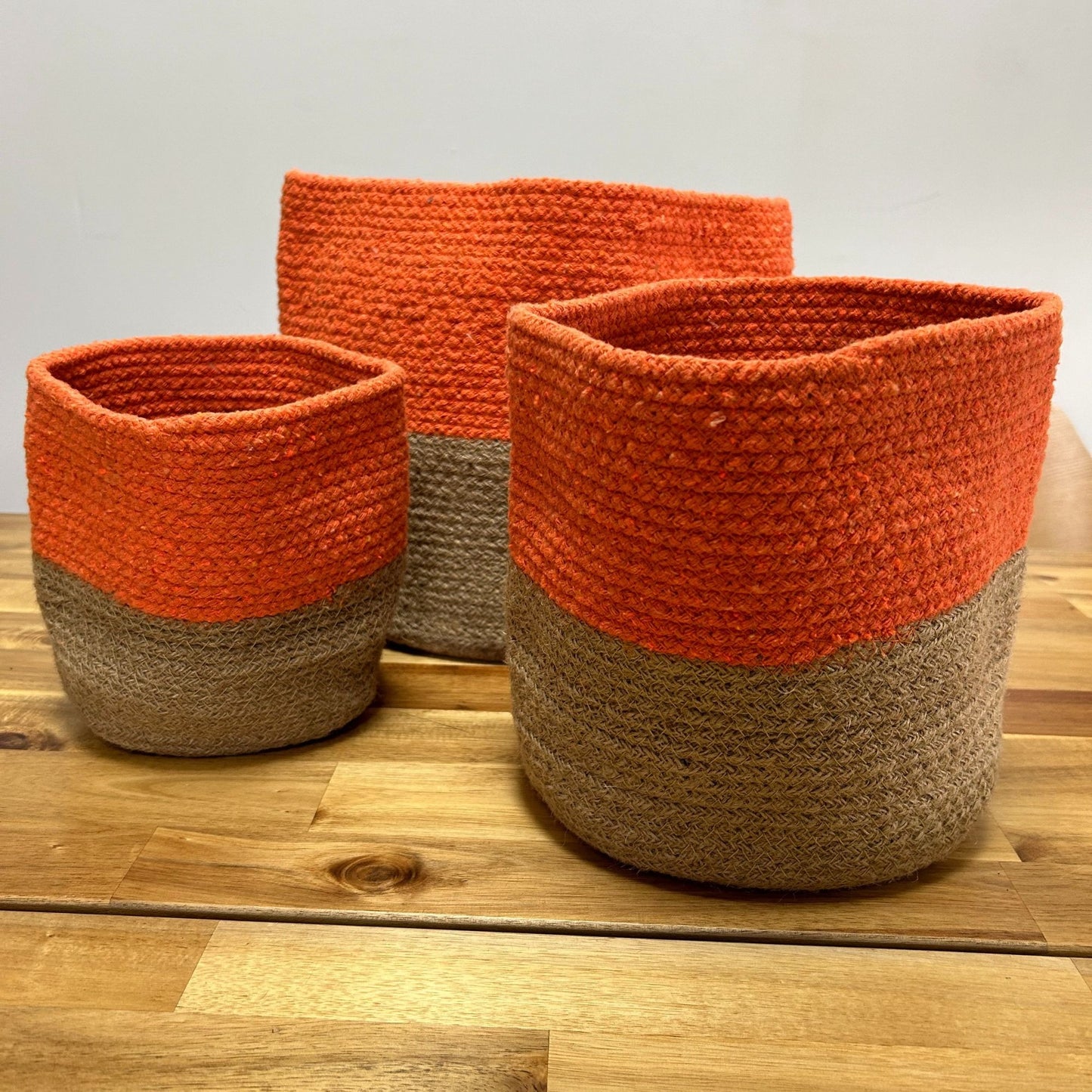 Cesta Grande de Algodón y Yute 25x25cm Naranja