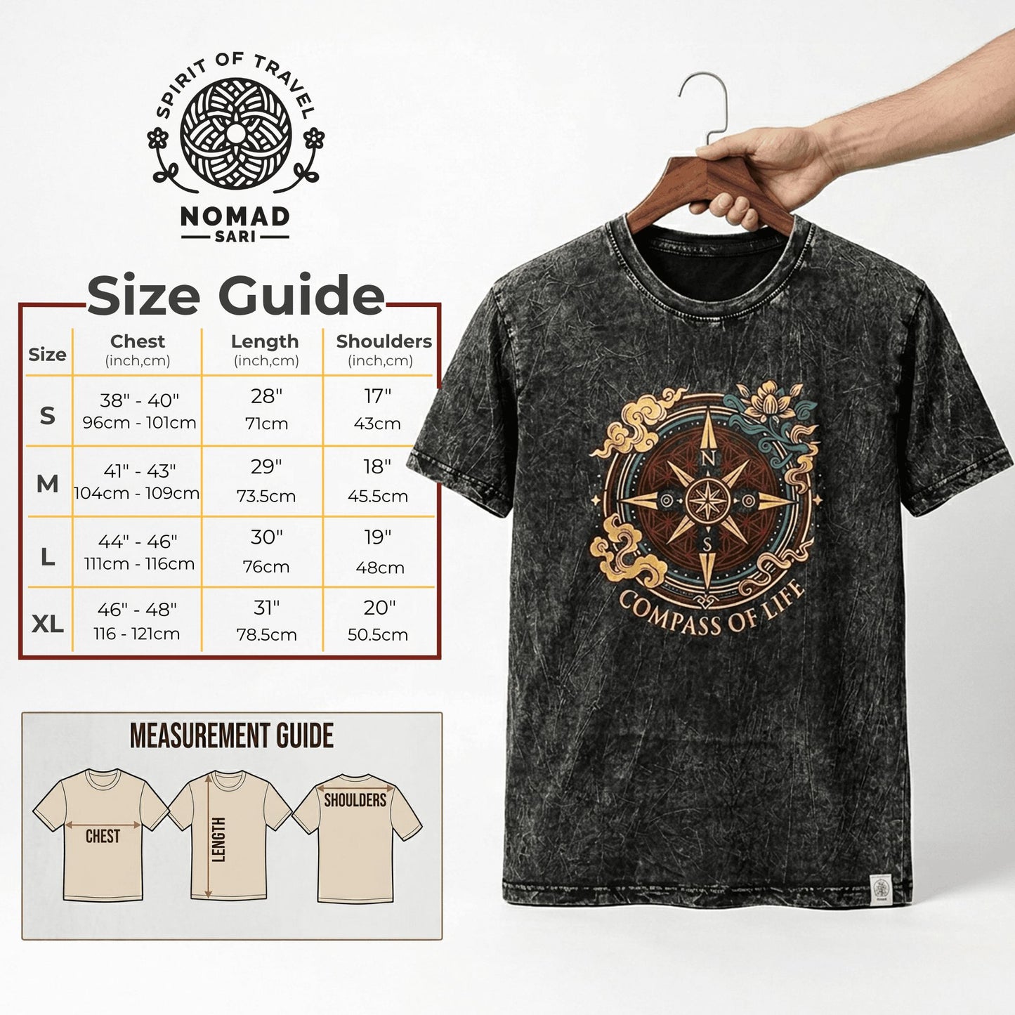 Nomad Sari Camiseta de algodón lavado a piedra - Mandala de Dragón - Granate - XL