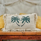 Funda de Cojín de Lino 30x50 Palmera con Flecos