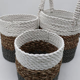 Juego de cestas de algas marinas - Gris / Natural / Blanco