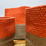 Set de 3 Cestas de Algodón y Yute - Naranja