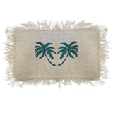 Funda de Cojín de Lino 30x50 Palmera con Flecos