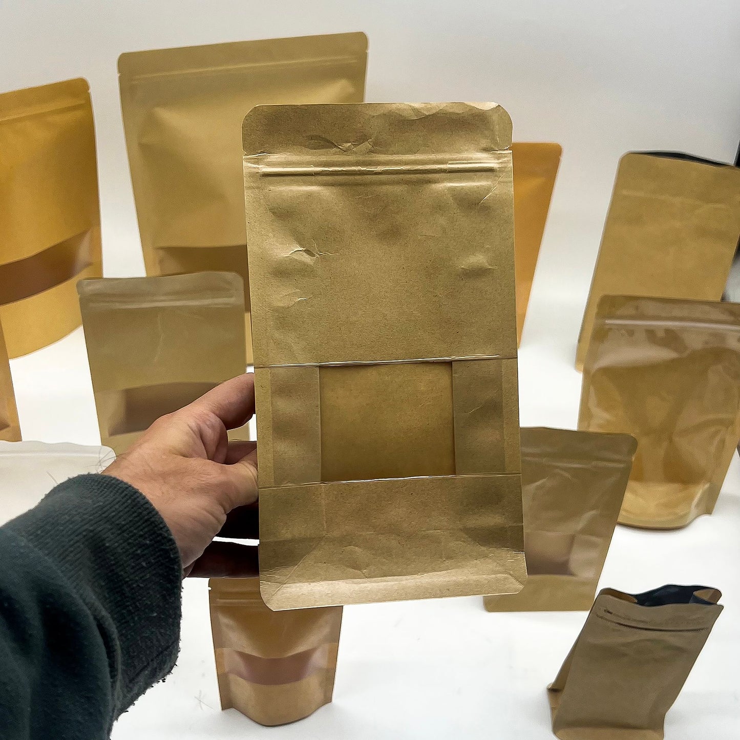 10x Bolsas Kraft con Ventana - 12x22cm