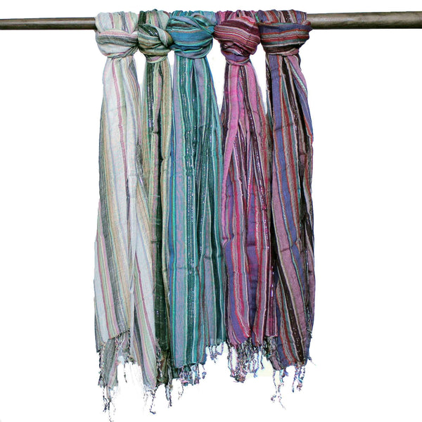 1x Bufandas indias bohemias - 50x180cm - Colores aleatorios con hilo dorado