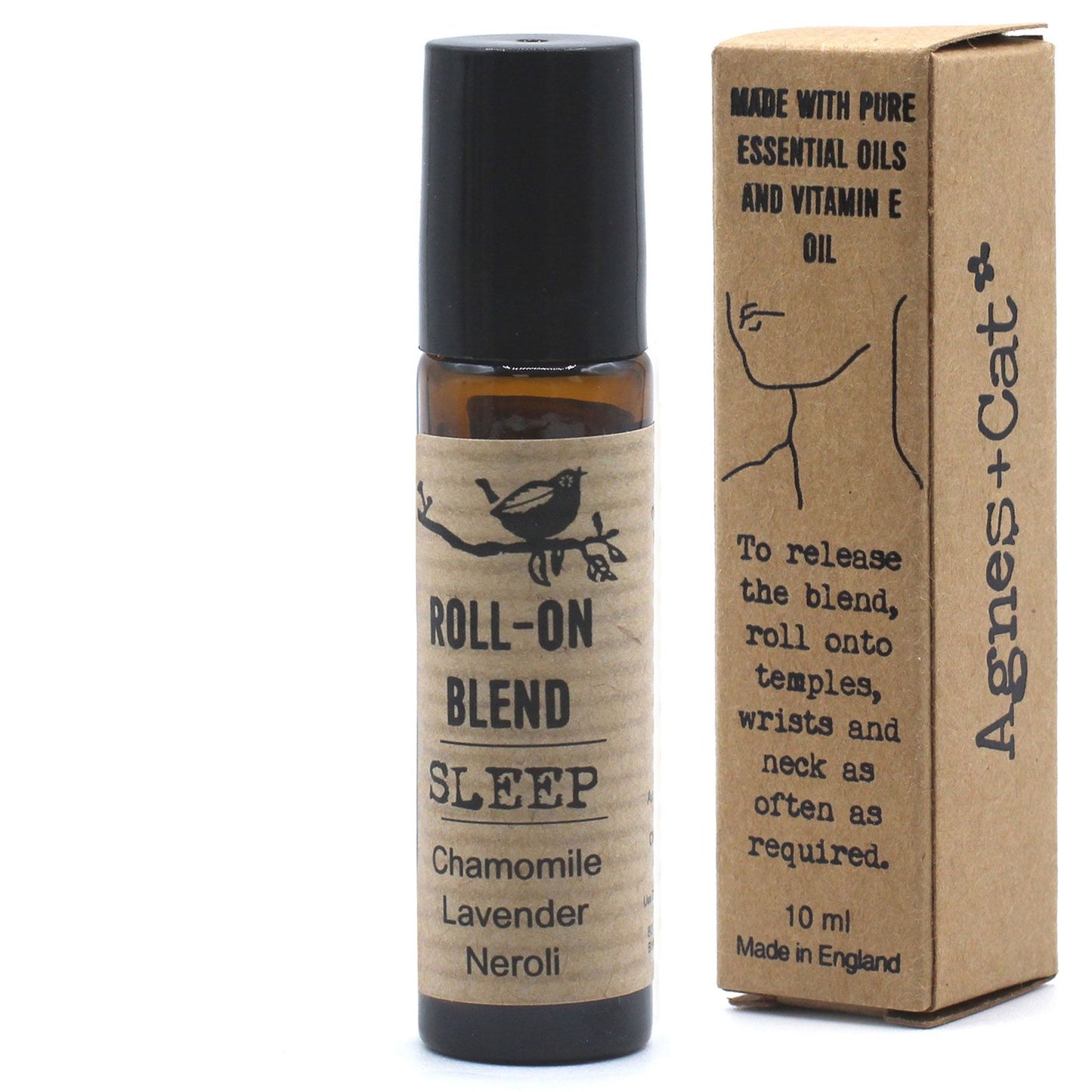 Roll-on de aceite esencial ámbar con caja de cartón estilo natural, rústico y minimalista.