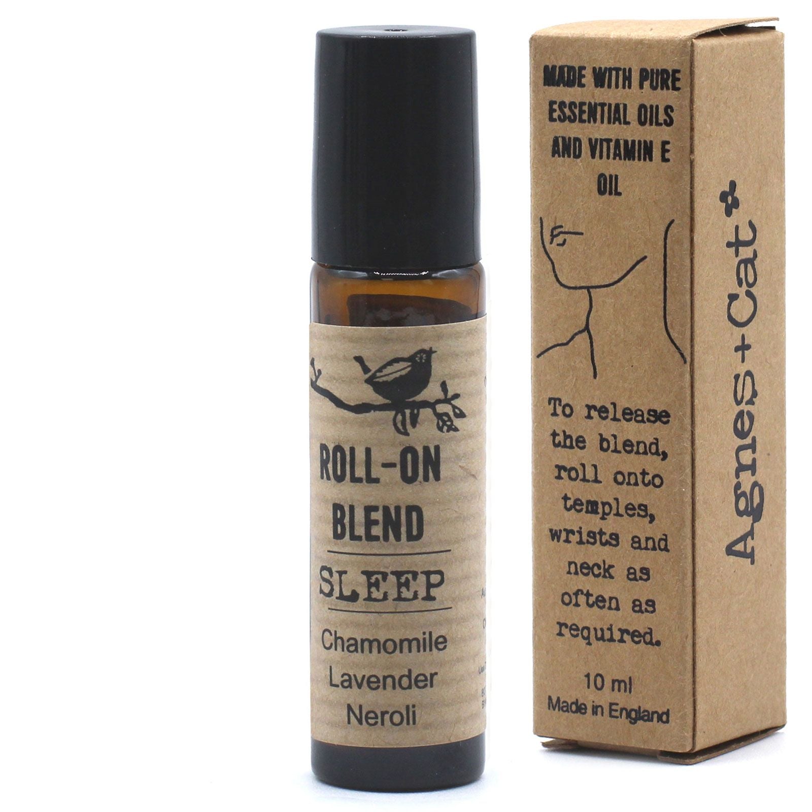 Roll-on de aceite esencial ámbar con caja de cartón estilo natural, rústico y minimalista.