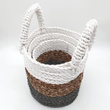 Juego de cestas de algas marinas - Gris / Natural / Blanco