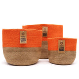 Cesta Grande de Algodón y Yute 25x25cm Naranja