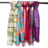 Bufandas bohemias indias grandes - 75x180 - Púrpuras al azar