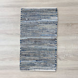 Alfombra pequeña de yute de algodón reciclado - 50x90cm - Azul