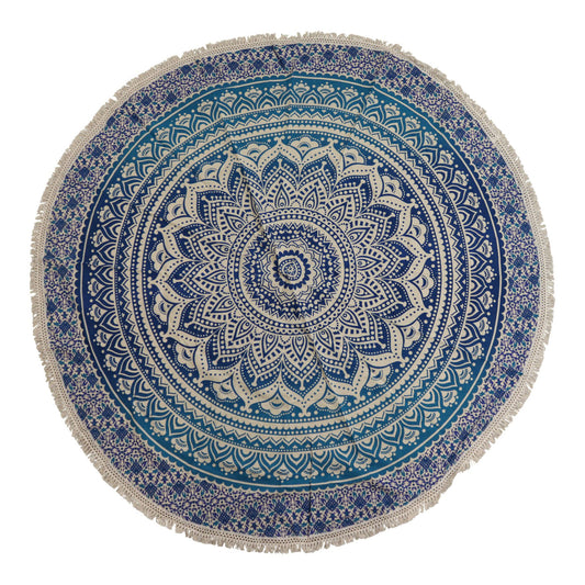 Mandala Redonda Algodón 130cm - Azul Clásico
