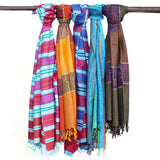 Bufandas bohemias indias grandes - 75x180 - Azules aleatorios - 1 unidad