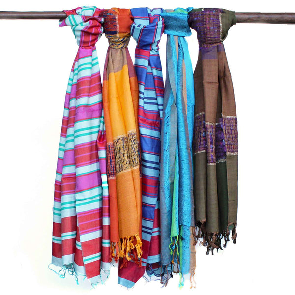 Bufandas bohemias indias grandes - 75x180 - Azules aleatorios - 1 unidad