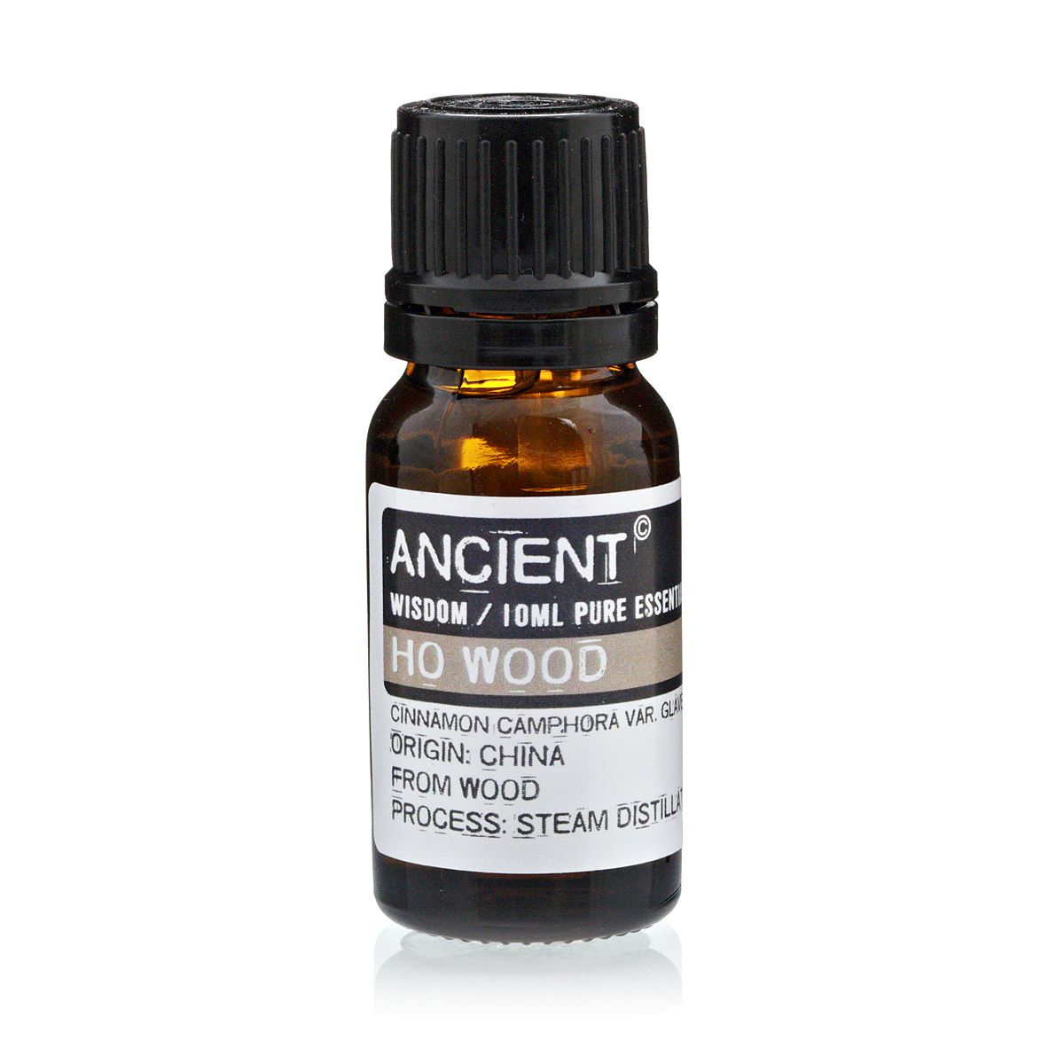 Aceite esencial Ho Wood, 10ml, en botella ámbar, originario de China, destilado al vapor, madera.