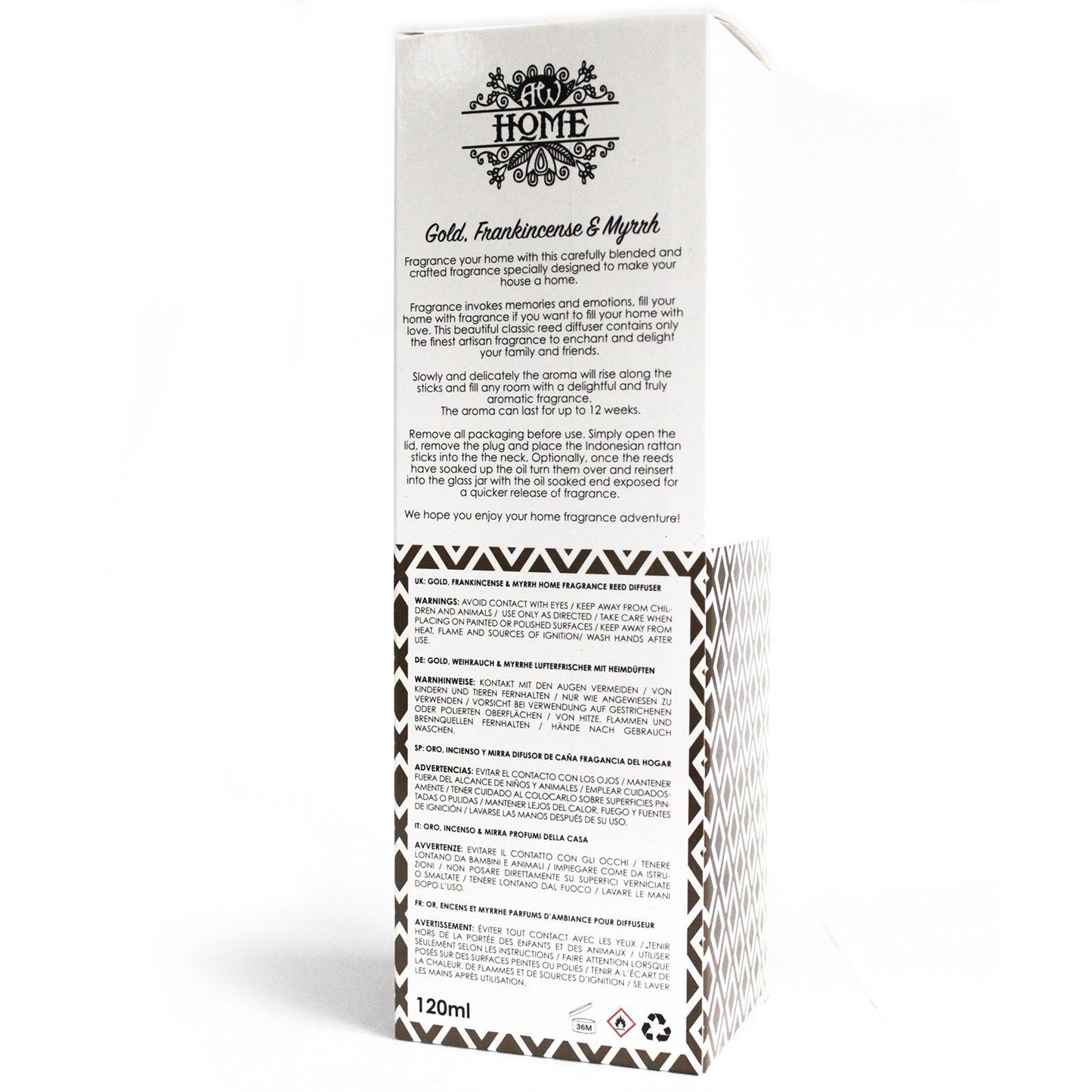 Difusor aromático 120ml - oro, incienso y mirra