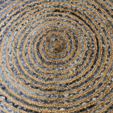 Alfombra Redonda de Yute y Reciclaje de Mezclilla - 120 cm