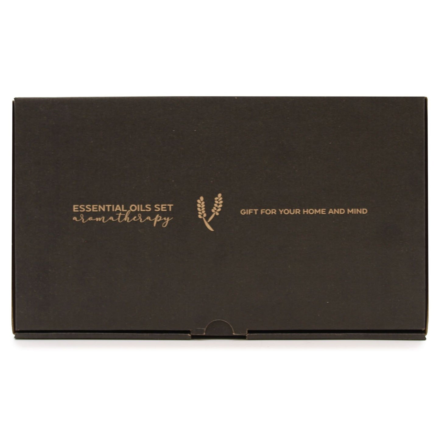 Juego de aceites esenciales de aromaterapia en caja negra, regalo ideal para el hogar y la mente.