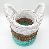 Juego de cestas de algas marinas - Verde/Natural/Blanco