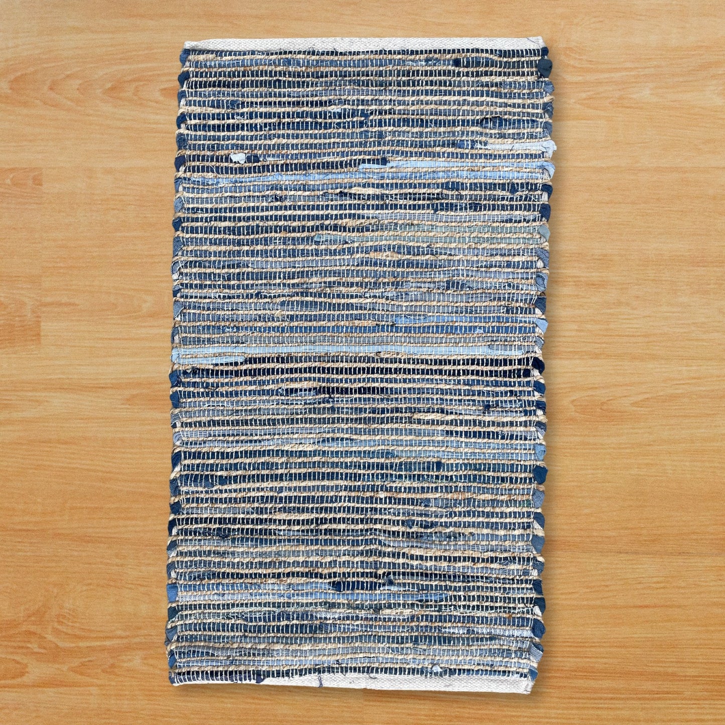 Alfombra mediana de yute de algodón reciclado - 90x150cm - Azul