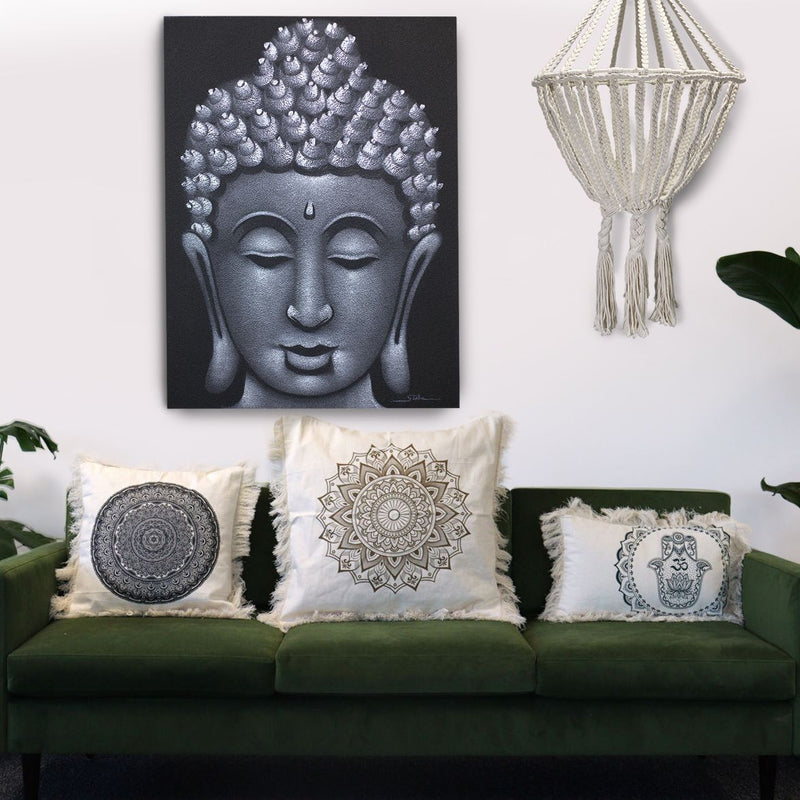 Cojín Mandala Tradicional - 45x45cm - negro