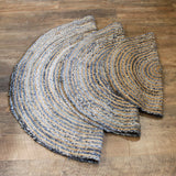 Alfombra Redonda de Yute y Reciclaje de Mezclilla - 120 cm
