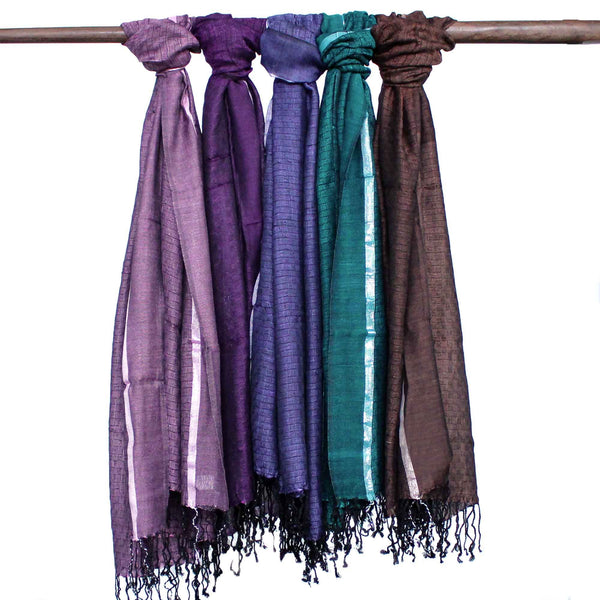 Bufandas bohemias indias grandes - 75x180cm - Colores aleatorios con hilo dorado - 1 unidad