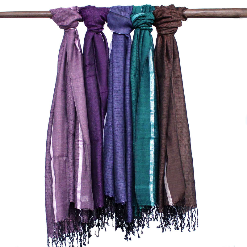 Bufandas bohemias indias grandes - 75x180cm - Colores aleatorios con hilo dorado - 1 unidad