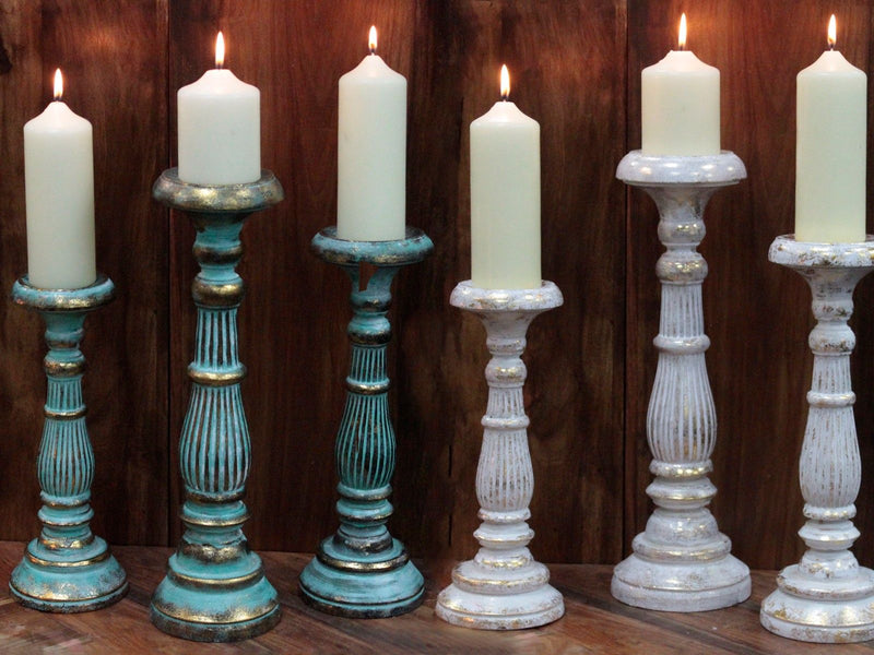Soporte de vela grande - Turquois Gold