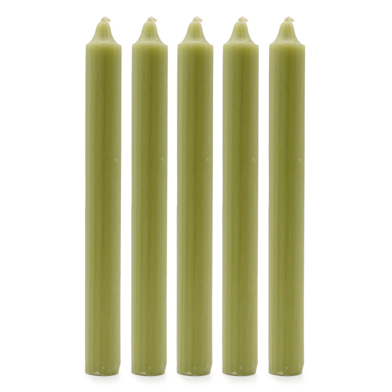 Juego de Velas de Mesa de Color Sólido - Pack de 21 - Oliva Rústico