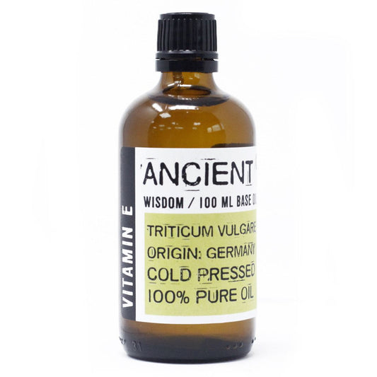 Aceite de vitamina E 100% puro, orgánico, en botella marrón de 100 ml, prensado en frío, origen Alemania.