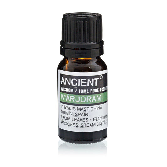 Aceite esencial de orégano marjoram, 10 ml, color ámbar, tapa negra, destilado al vapor, origen España.