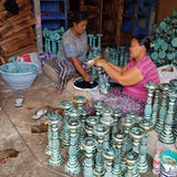 Soporte de vela grande - Turquois Gold