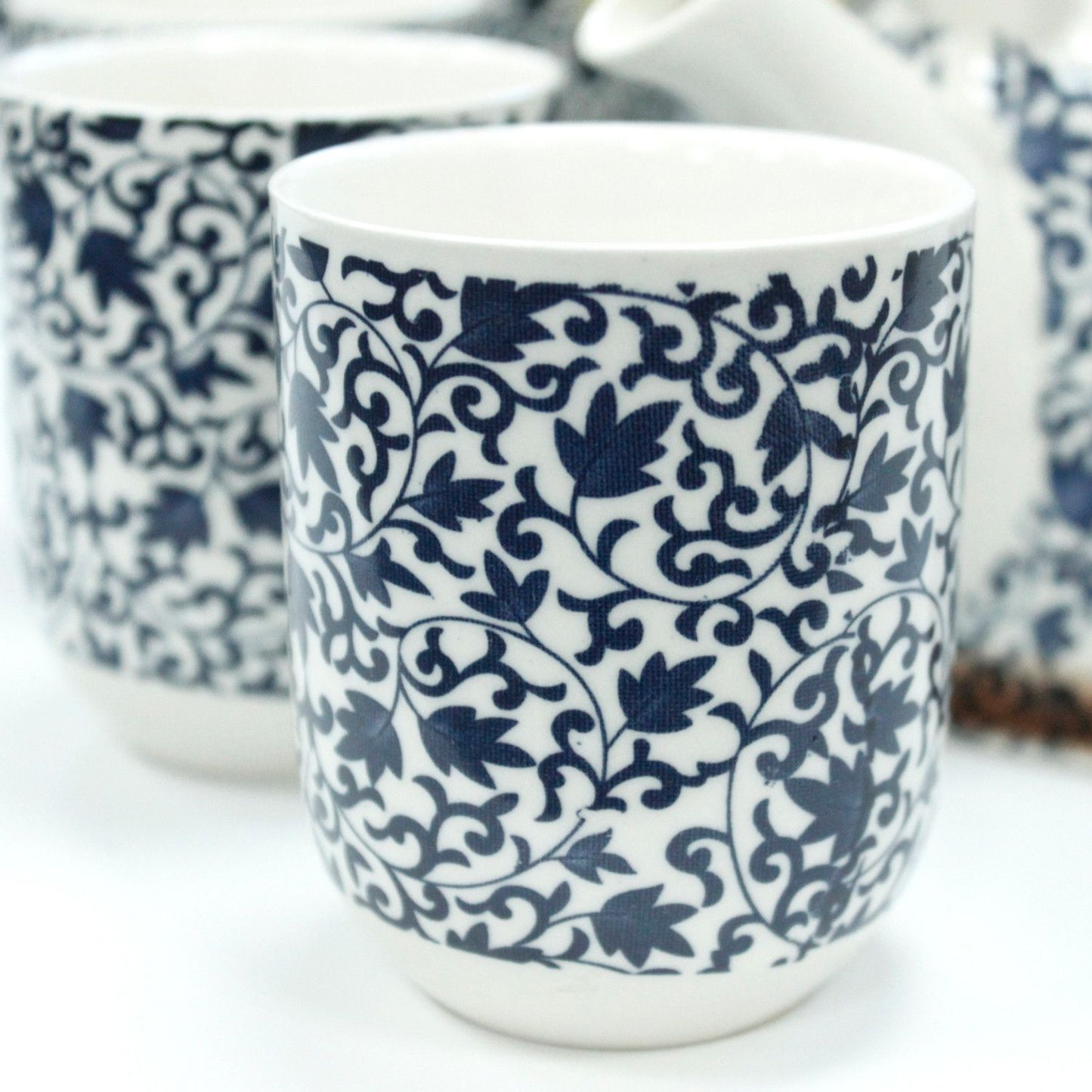 Set de Tetera Herbal con 6 Tazas y Colador - Diseño Azul Artesanal