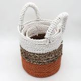 Juego de cestas de algas marinas - Naranja/Natural/Blanco