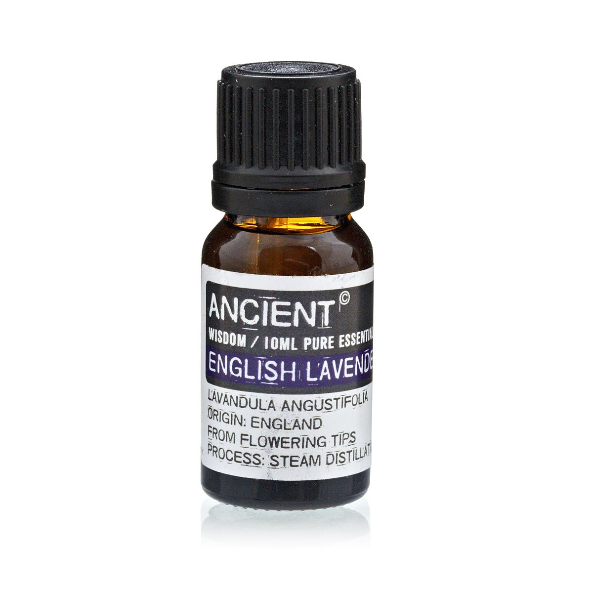 Aceite esencial de lavanda inglesa, botella de vidrio oscuro, 10ml, color púrpura, destilación al vapor.