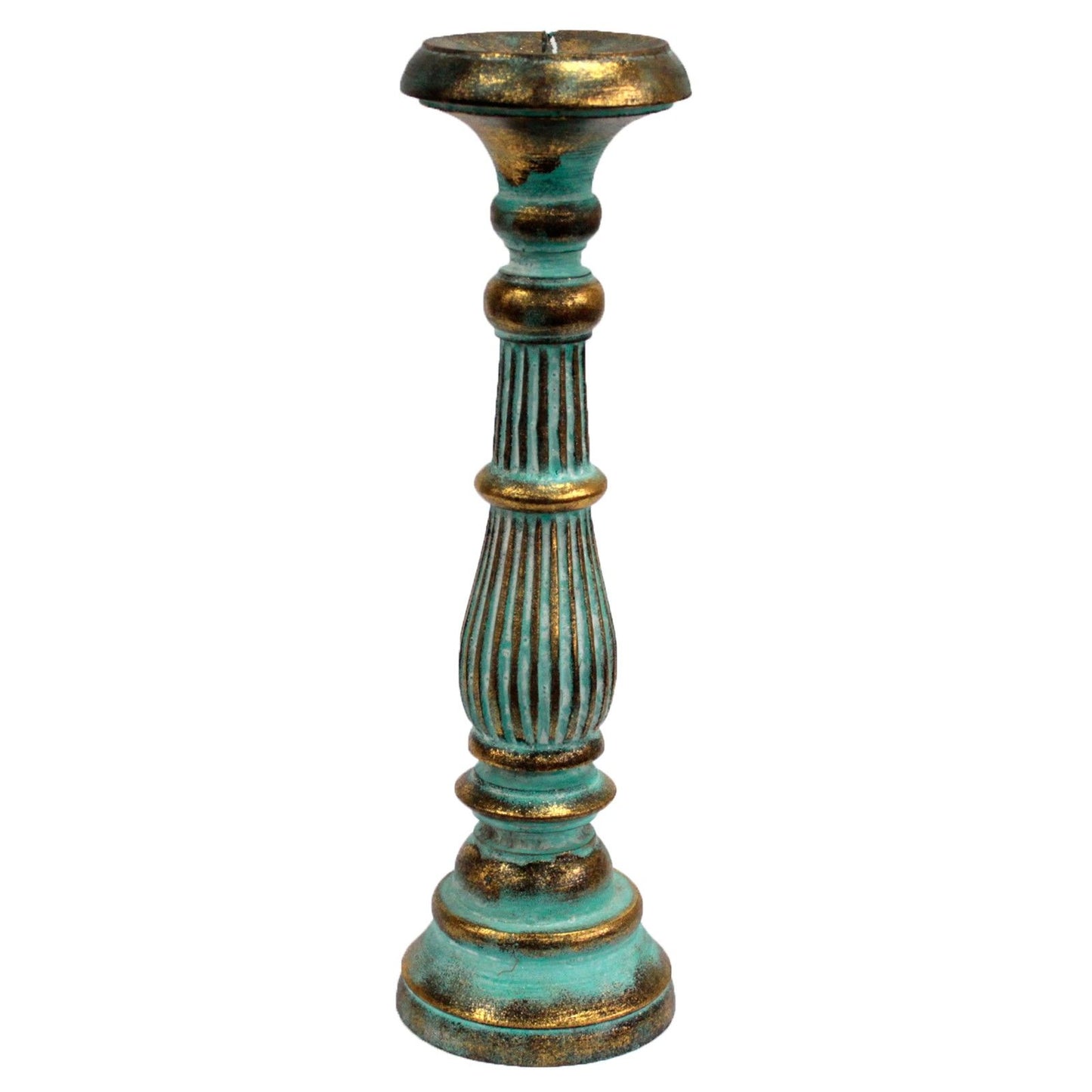 Soporte de vela grande - Turquois Gold