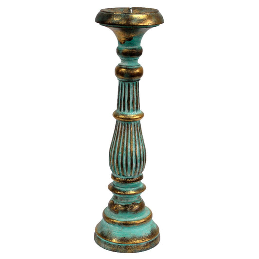 Soporte de vela grande - Turquois Gold