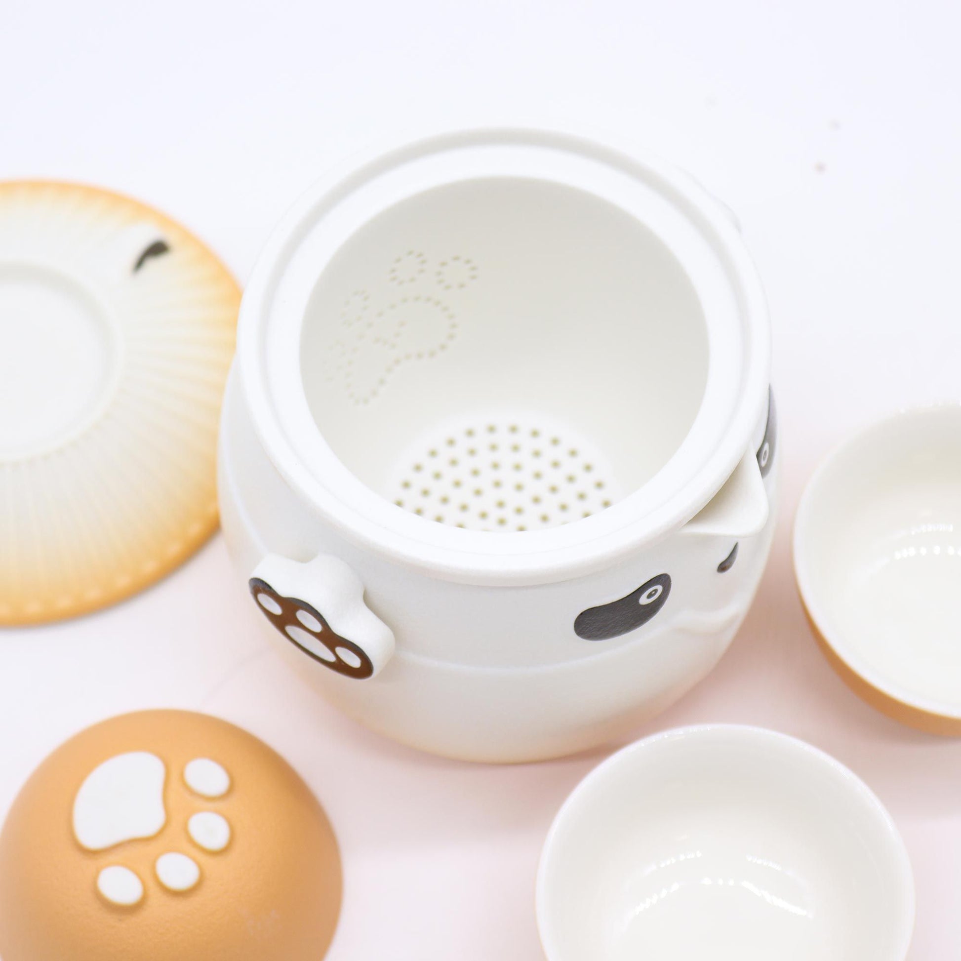 Juego de Té Panda - Tetera y 3 Tazas Naranja