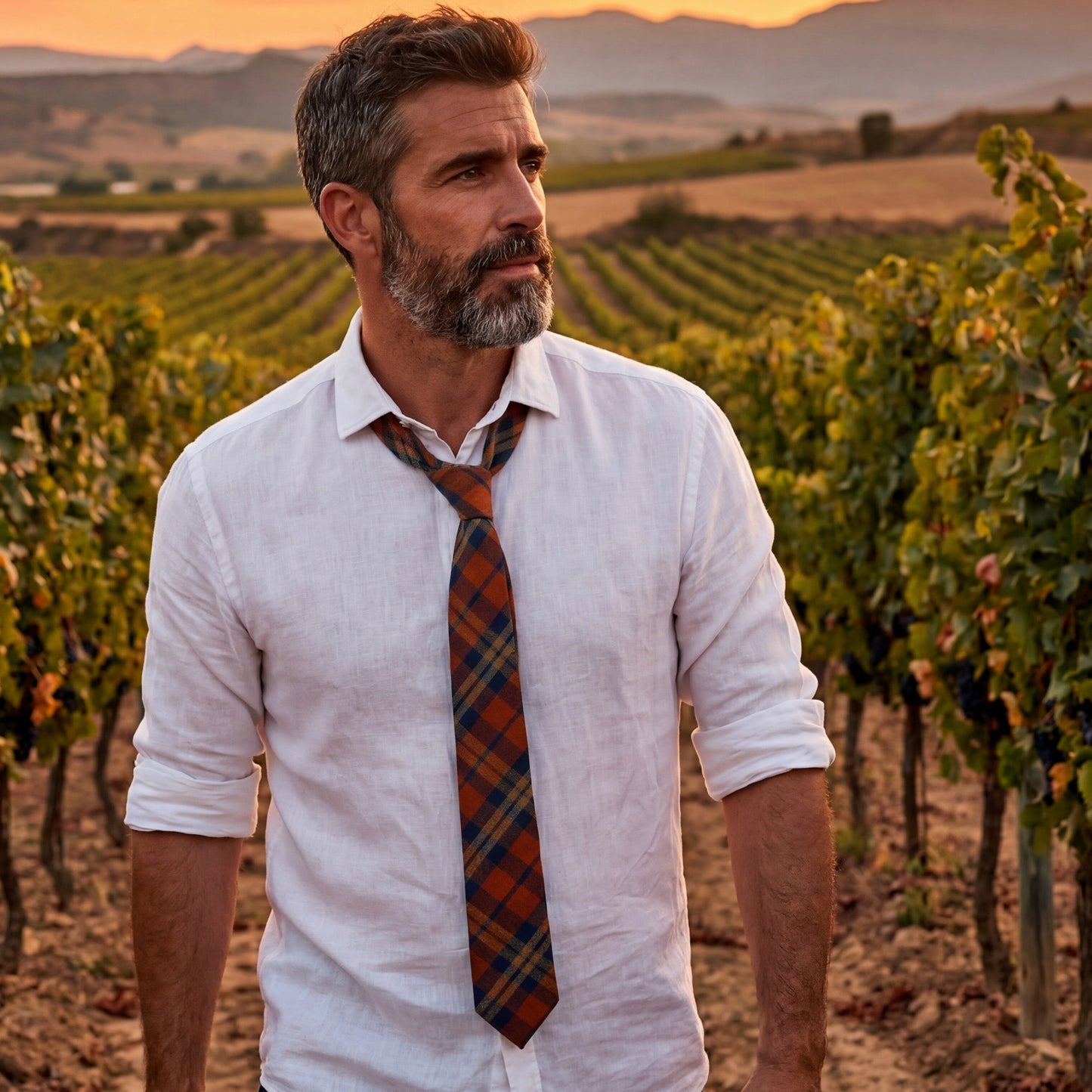 Balmoral · corbata de lana con cuadros naranjas y azules